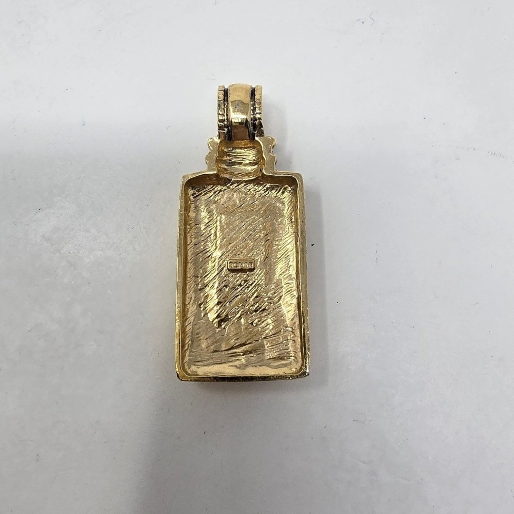Vtg Roman signed Unakite pendant gold tone semi precious stone boho chic earthy - Picture 5 of 6